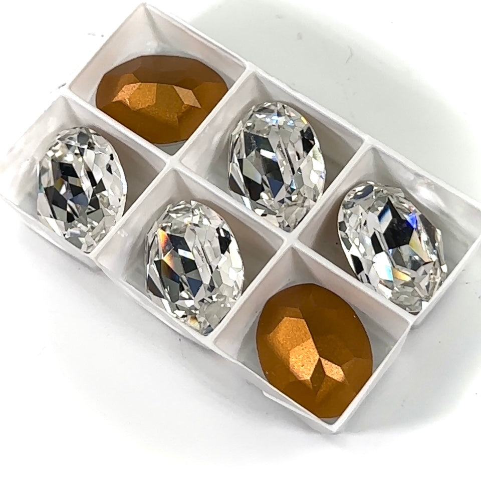 Swarovski Art.# 4120 - Crystal Gold Foiled Pointed Back Oval Fancy Stones 6pcs size 20x15mm SW062