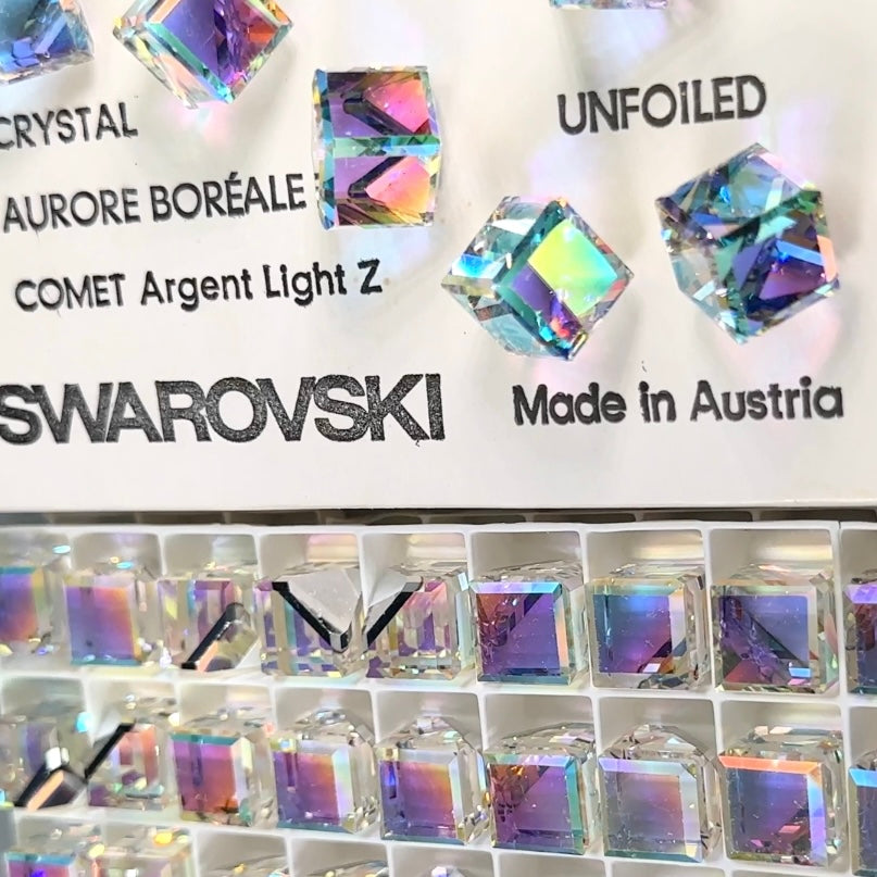 Swarovski Art.# 4841 - Crystal AB CAL VZ Angled Cut Corner 3/4 Offset Cube Fancy Stones 6pcs size 12mm SW101