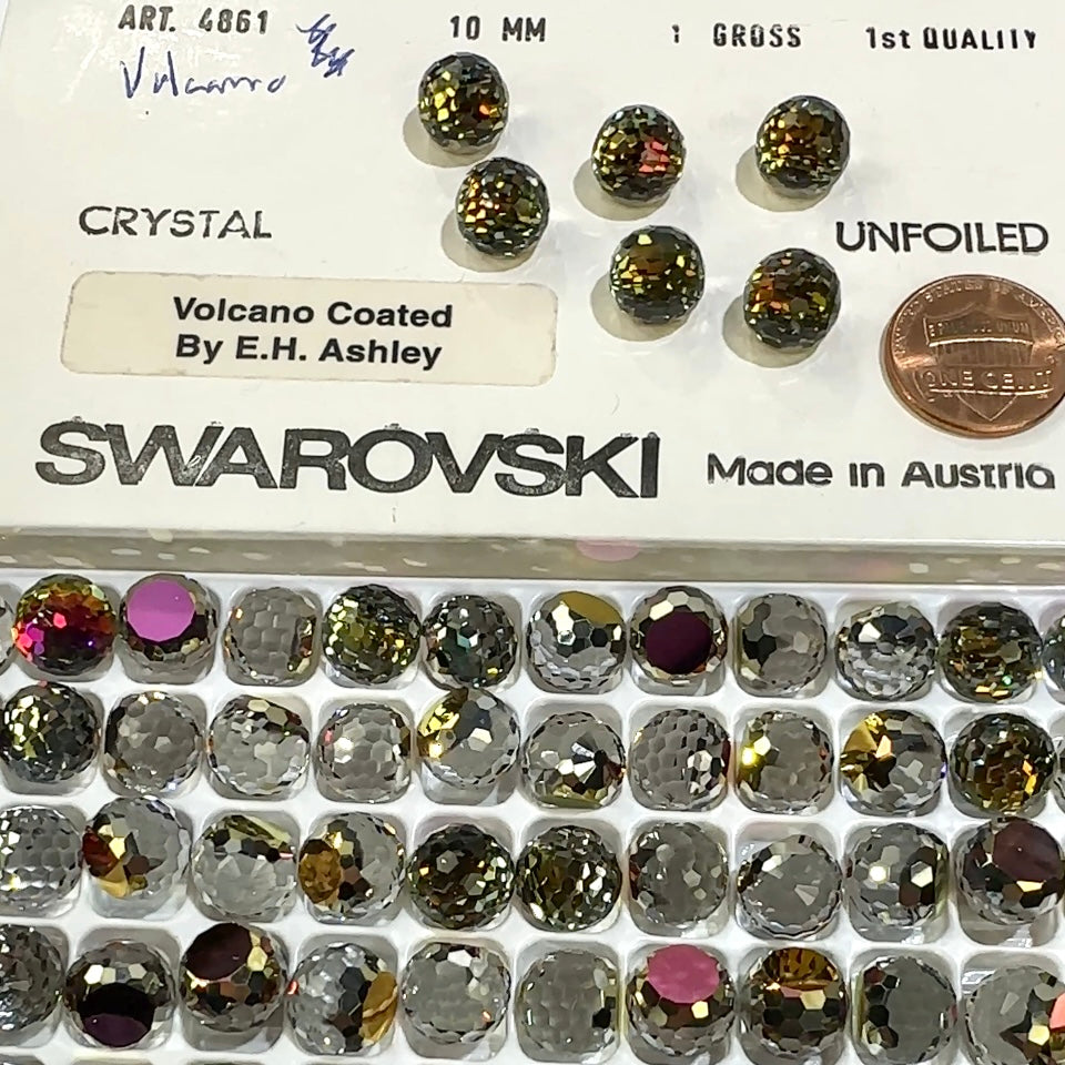 Swarovski Art.# 4861 - Crystal Volcano coated 3/4 Fireball Fancy Stones 144pcs size 10mm in original package SW115