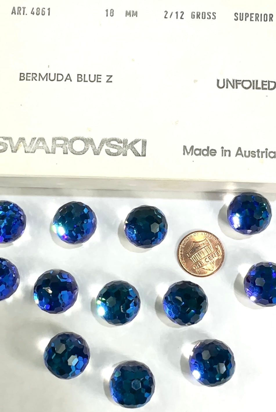 Swarovski Art.# 4861 - Crystal Bermuda Blue 3/4 Fireball Fancy Stones 1pce size 18mm SW119