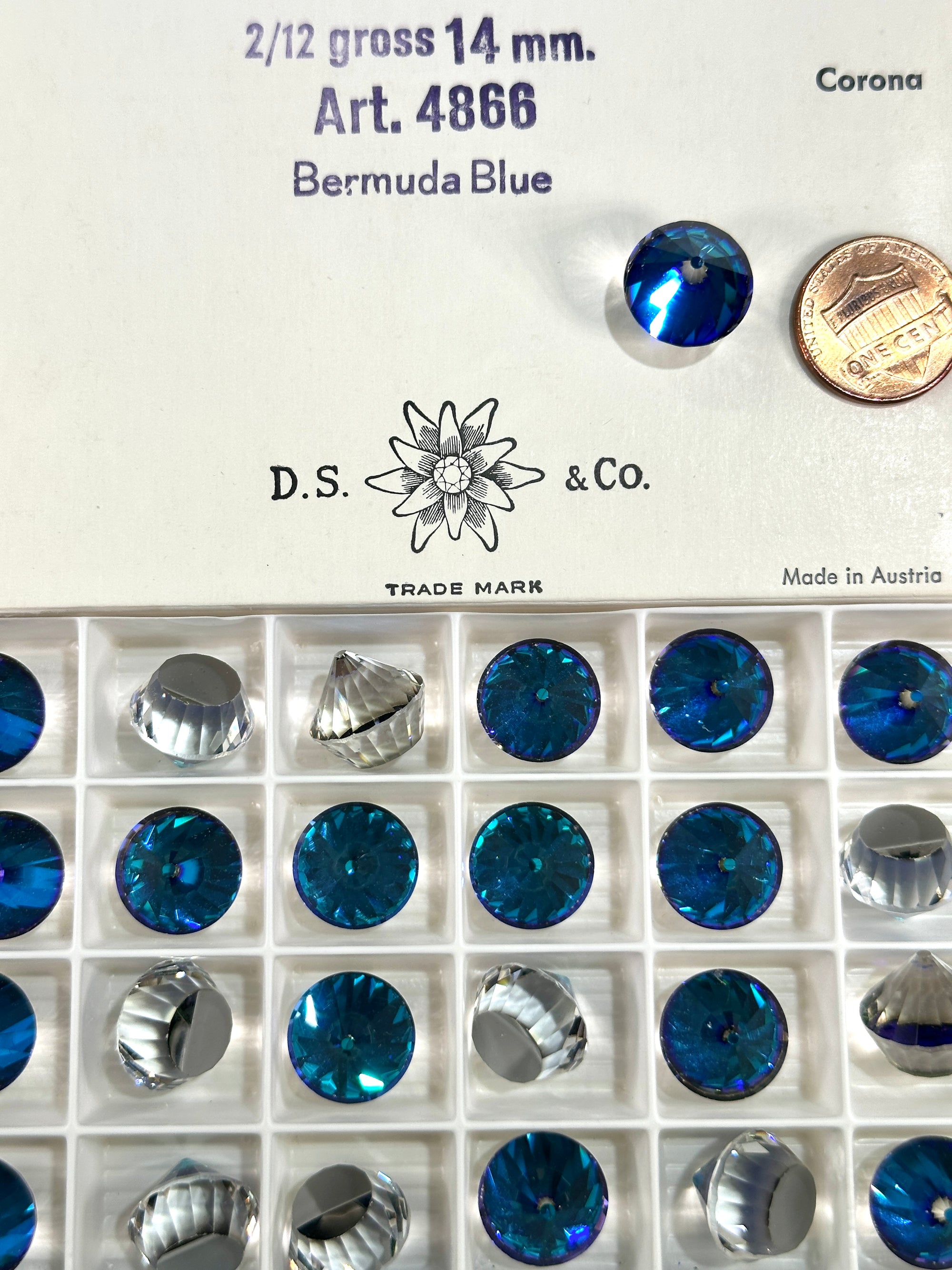 Swarovski Art.# 4866 - Crystal Bermuda Blue Roulette Fancy Stones 24pcs size 14mm SW128
