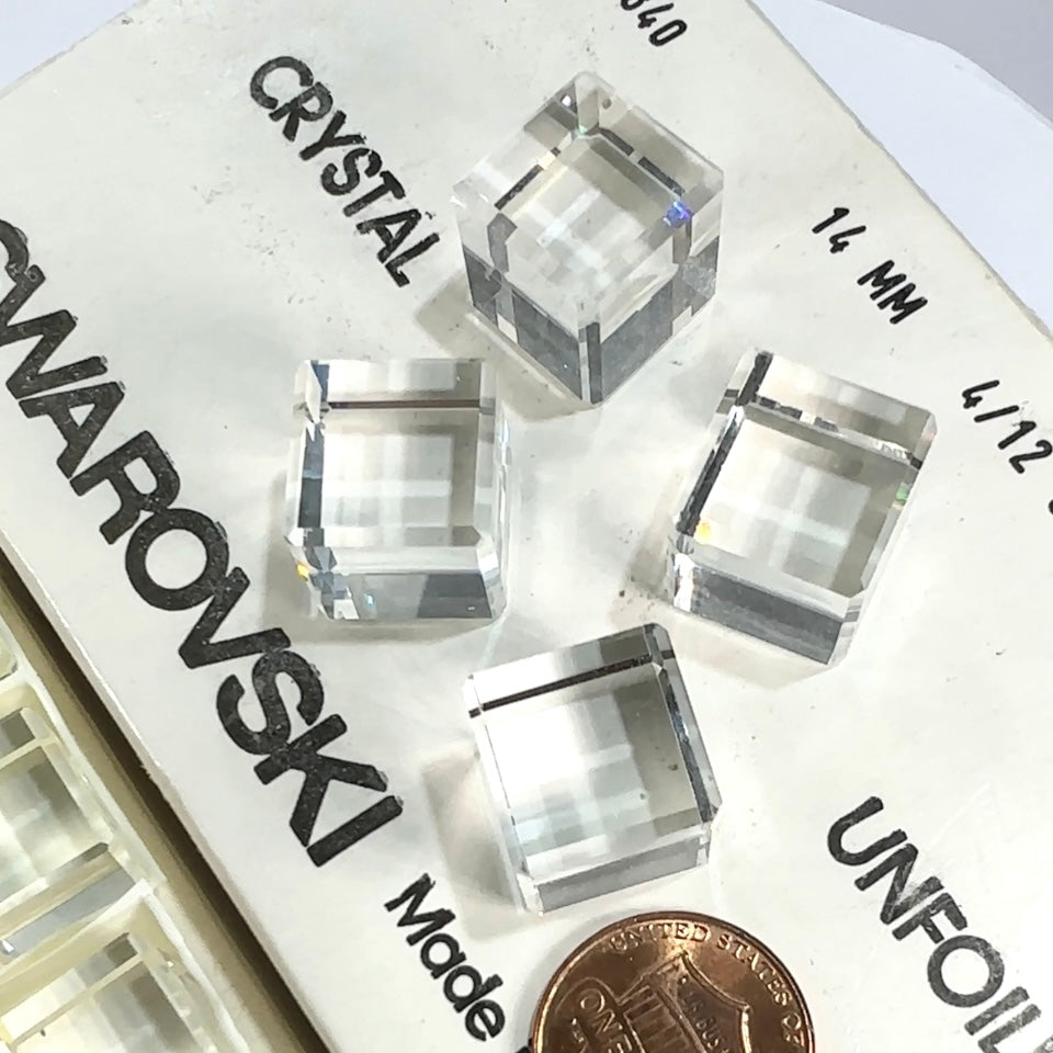 Swarovski Art.# 4840 - Crystal clear Cube Fancy Stones 4pcs size 14mm SW141