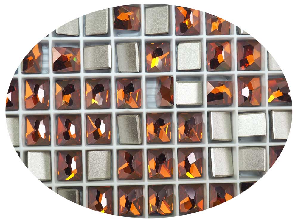 Swarovski Art.# 2520 - 14 Swarovski Cosmic Rectangle Flatback in size 10x8mm Crystal Copper coated