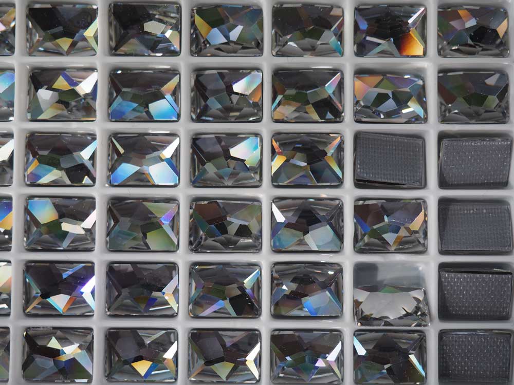 Swarovski Art.# 2520HF - 12 Swarovski Cosmic Rectangle Flatback HotFix in size 14x10mm, Crystal clear (Iron-on)