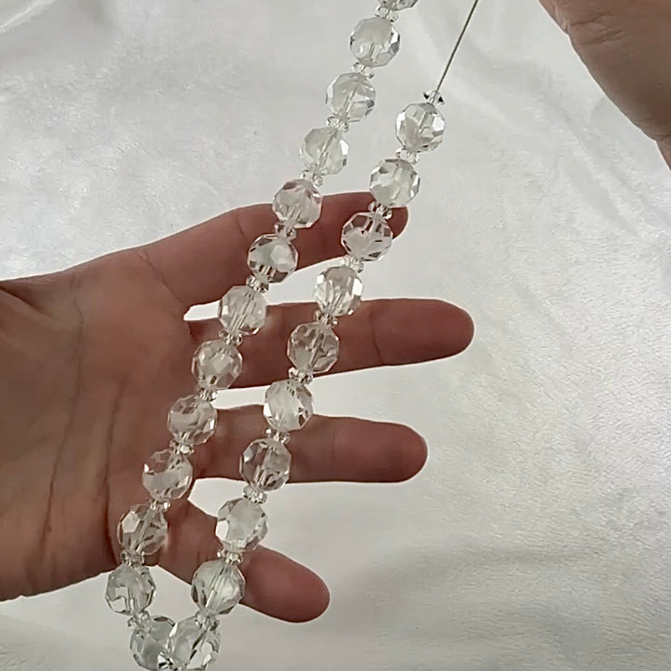 Swarovski Art.# 31 - White Givre Crystal Bead Combination Strand - Vintage Spacer and 12mm Round Faceted Beads SW266
