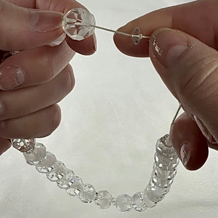 Swarovski Art.# 31 - White Givre Crystal Bead Combination Strand - Vintage Spacer and 12mm Round Faceted Beads SW266