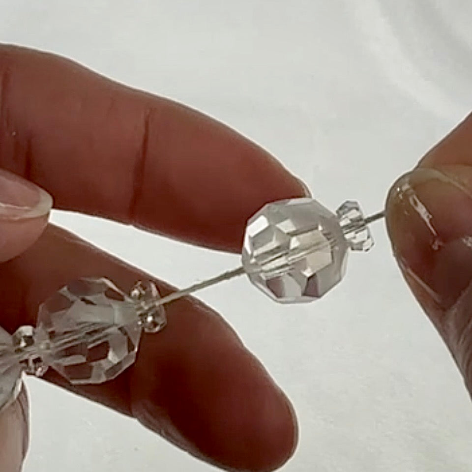 Swarovski Art.# 31 - White Givre Crystal Bead Combination Strand - Vintage Spacer and 12mm Round Faceted Beads SW266