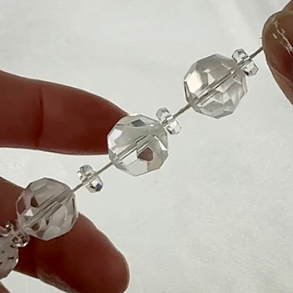 Swarovski Art.# 31 - White Givre Crystal Bead Combination Strand - Vintage Spacer and 12mm Round Faceted Beads SW266