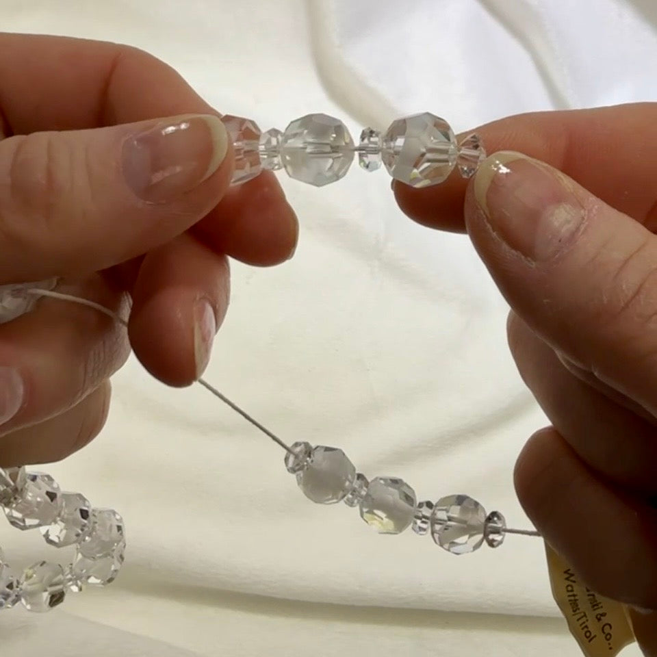 Swarovski Art.# 36 - White Givre Crystal Bead Combination Strand - Vintage Spacer and 10mm Round Faceted Beads SW273