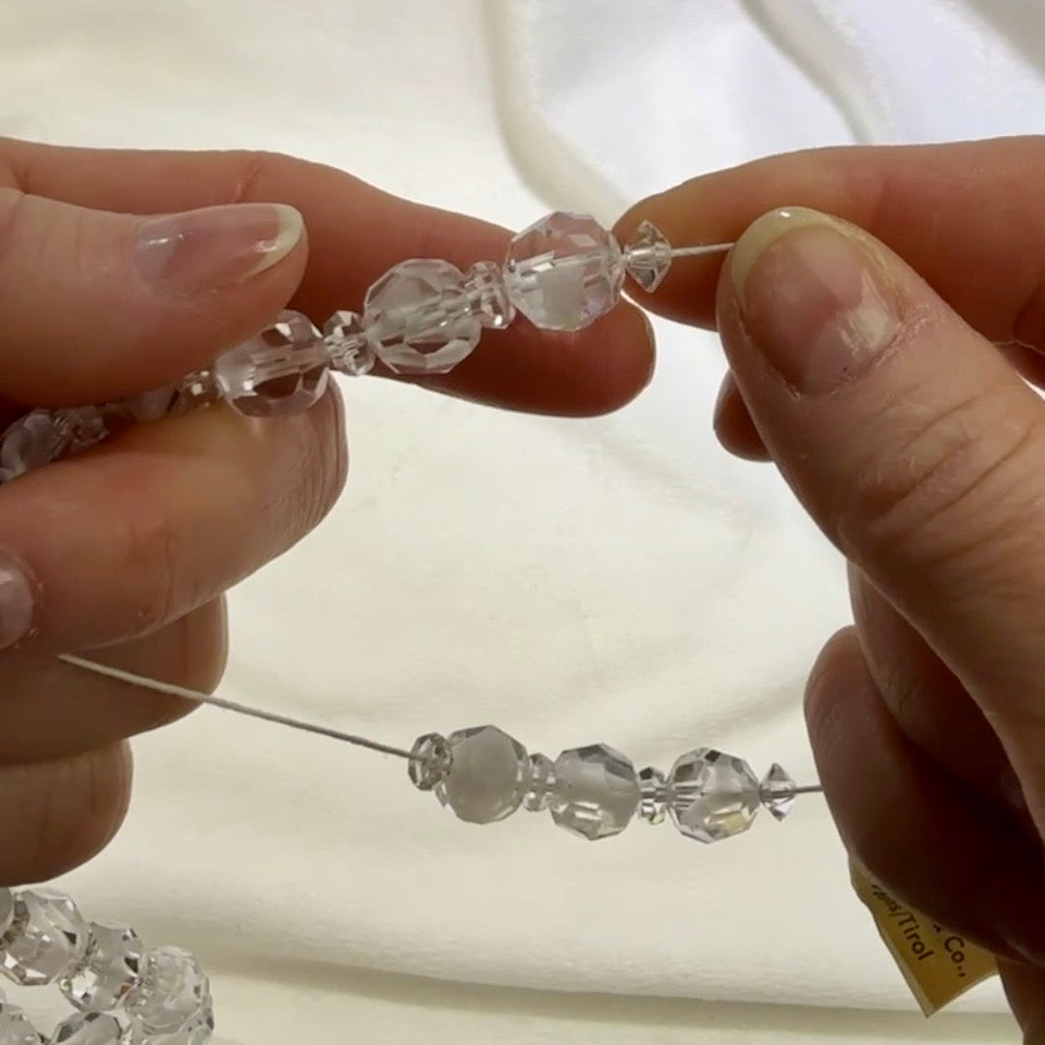 Swarovski Art.# 36 - White Givre Crystal Bead Combination Strand - Vintage Spacer and 10mm Round Faceted Beads SW273