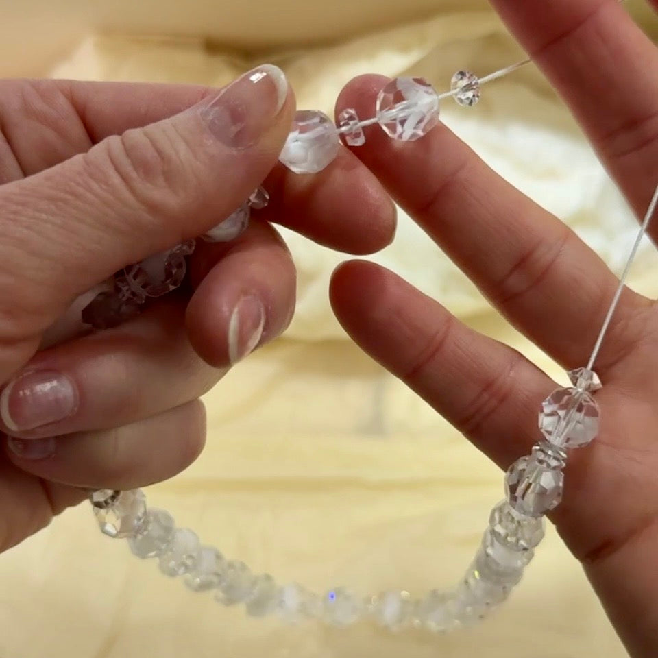 Swarovski Art.# 36 - White Givre Crystal Bead Combination Strand - Vintage Spacer and 10mm Round Faceted Beads SW273