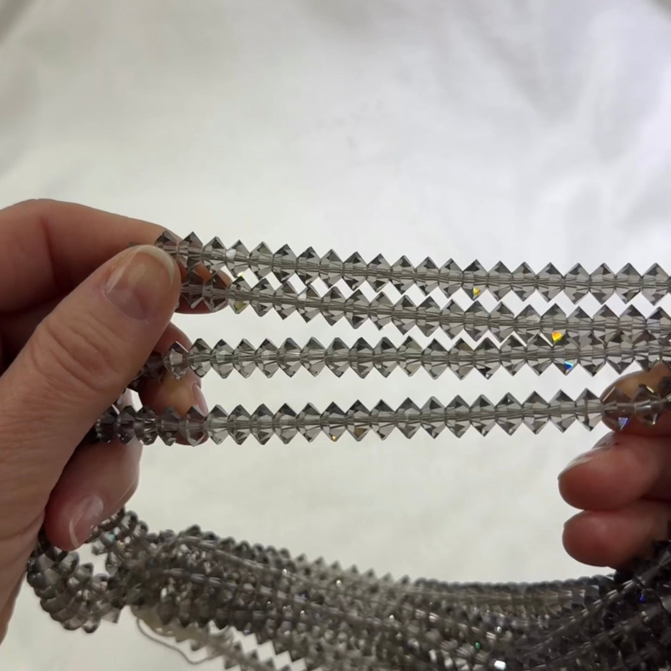Swarovski Art.# 159 - 8mm Black Diamond grey Vintage Squished Bicone Faceted Crystal Beads SW274