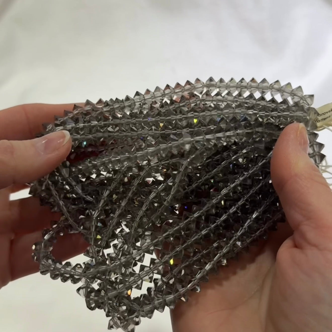 Swarovski Art.# 159 - 8mm Black Diamond grey Vintage Squished Bicone Faceted Crystal Beads SW274