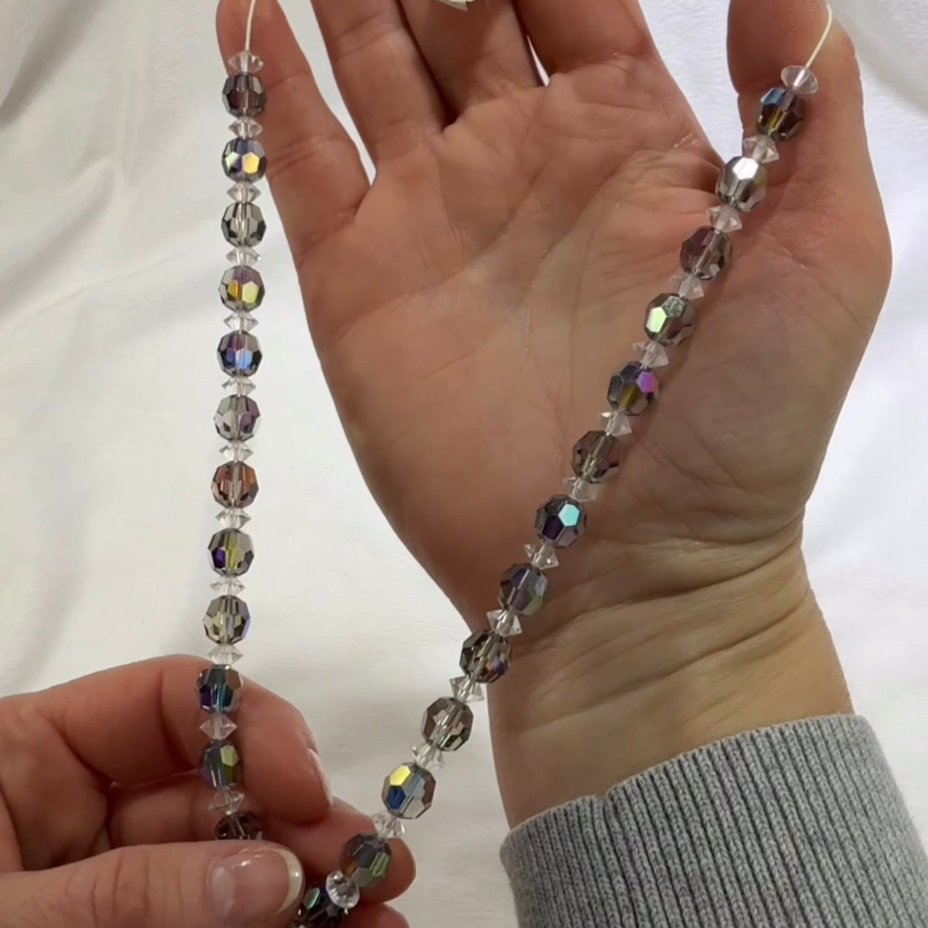 Swarovski Art.# Model 5 - Crystal Starlight Vintage Round and Clear Squished Bicone Faceted Beads SW275
