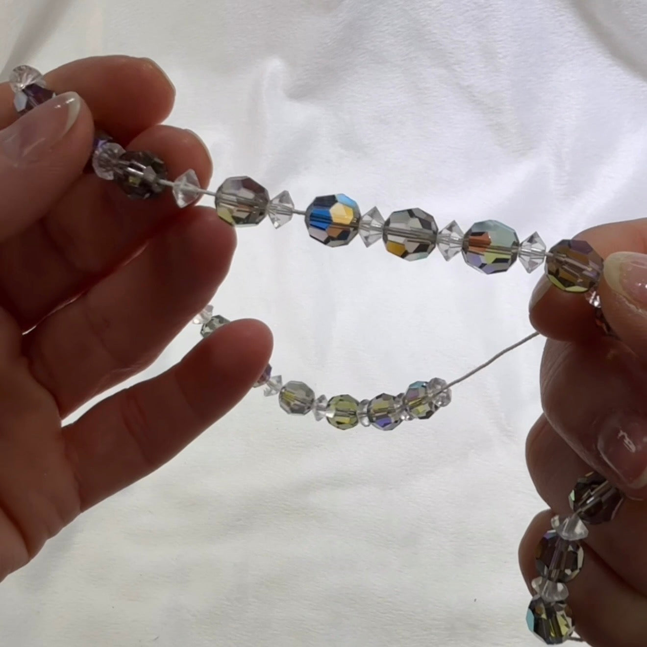 Swarovski Art.# Model 5 - Crystal Starlight Vintage Round and Clear Squished Bicone Faceted Beads SW275