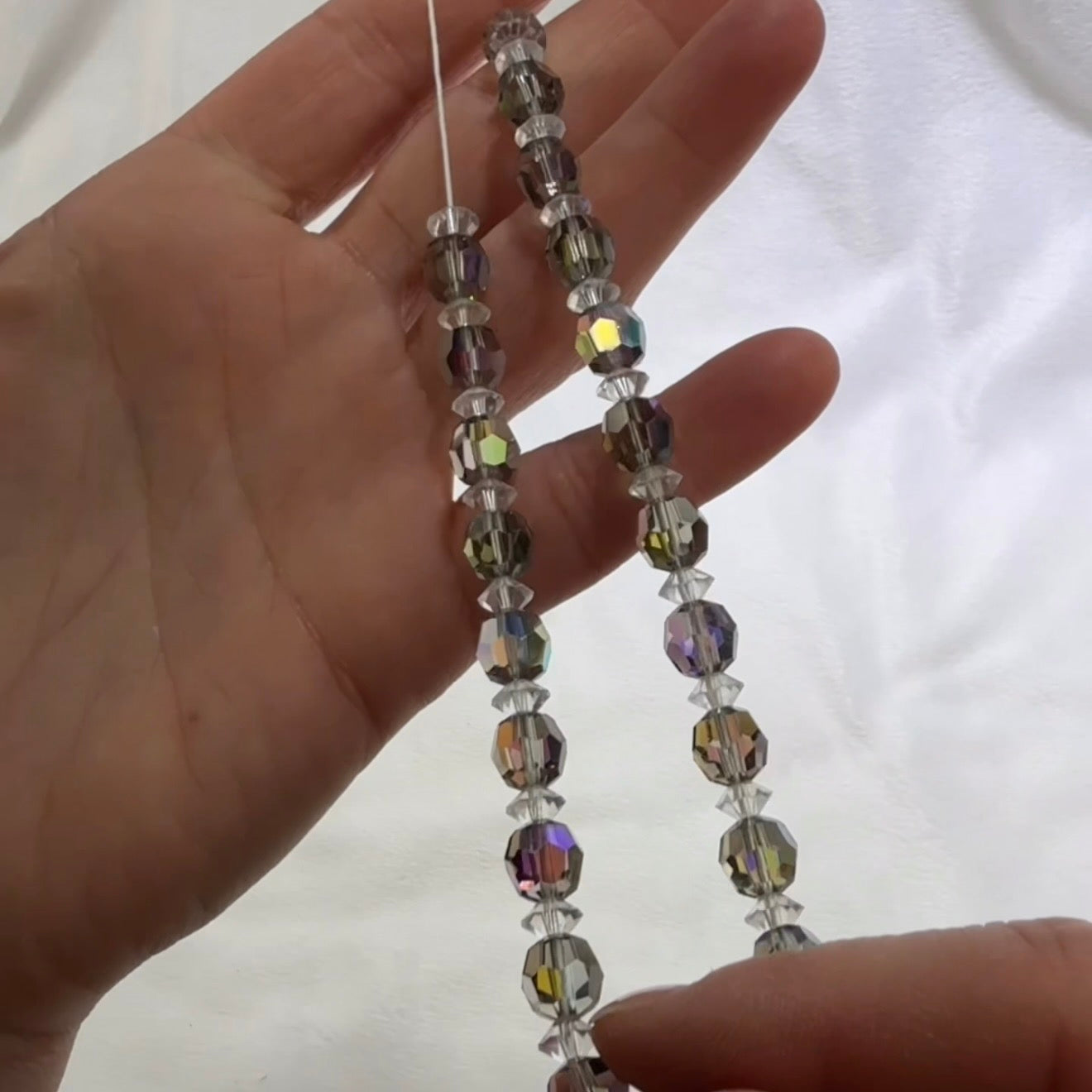 Swarovski Art.# Model 5 - Crystal Starlight Vintage Round and Clear Squished Bicone Faceted Beads SW275
