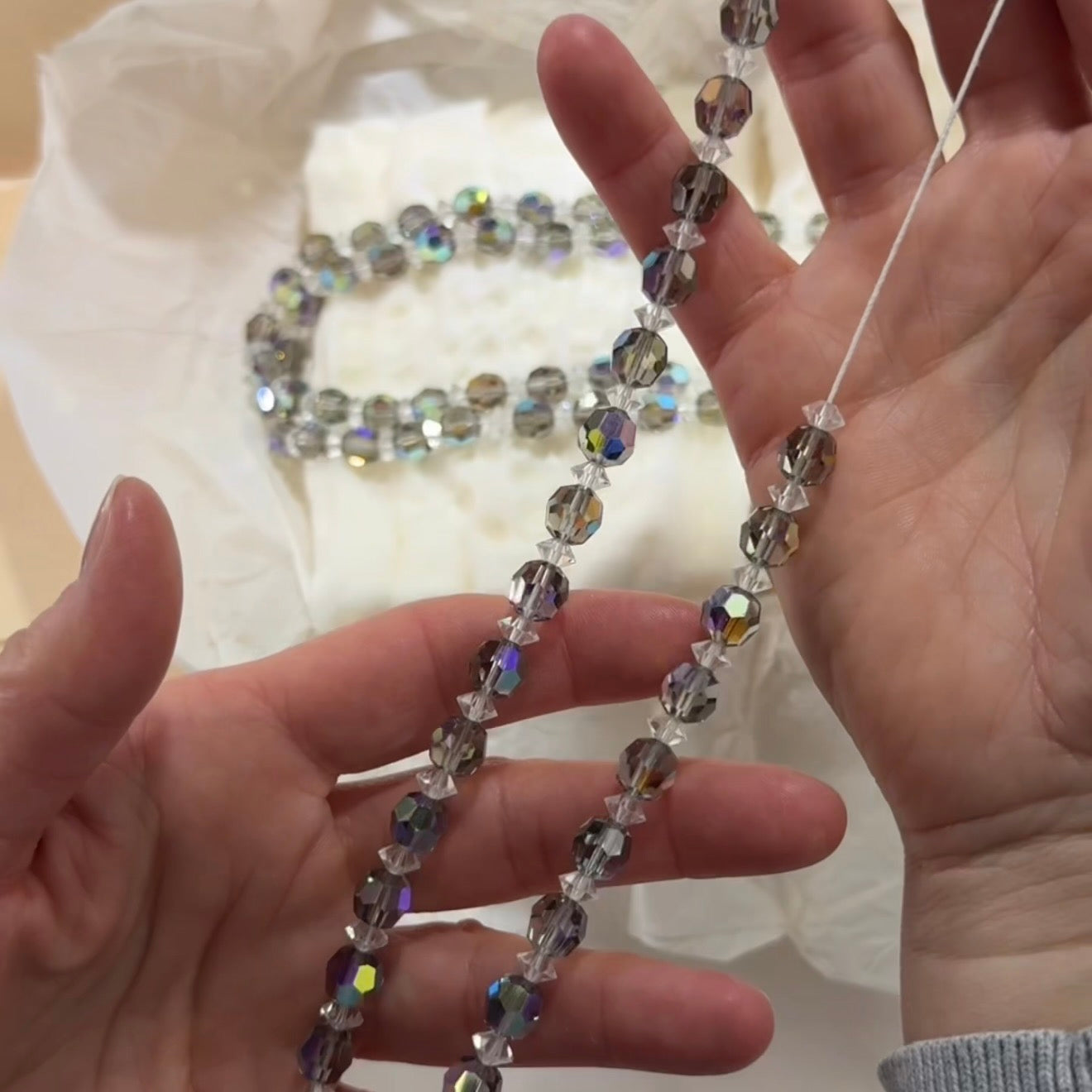 Swarovski Art.# Model 5 - Crystal Starlight Vintage Round and Clear Squished Bicone Faceted Beads SW275