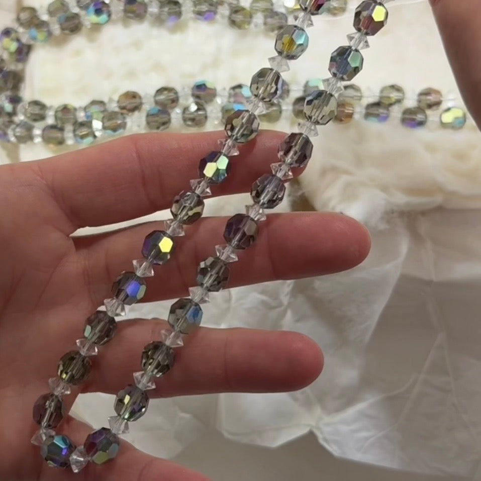 Swarovski Art.# Model 5 - Crystal Starlight Vintage Round and Clear Squished Bicone Faceted Beads SW275