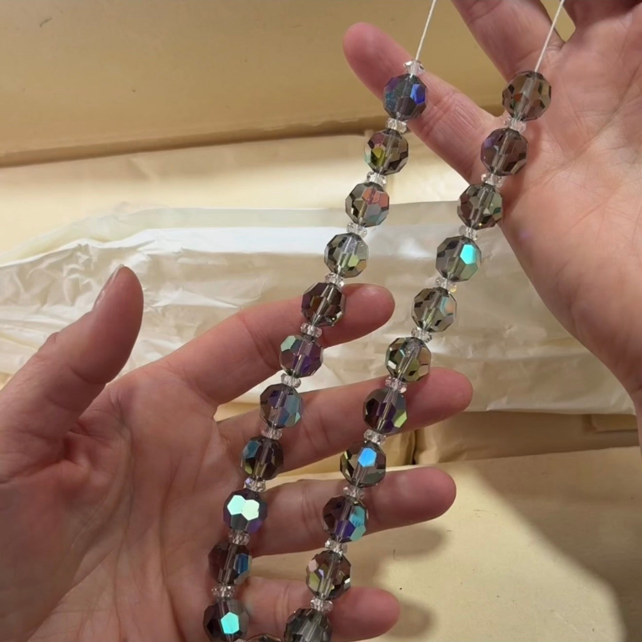 Swarovski Art.# Model 31 - Crystal Starlight Vintage Round and Clear Tire and Squished Bicone Faceted Beads SW277