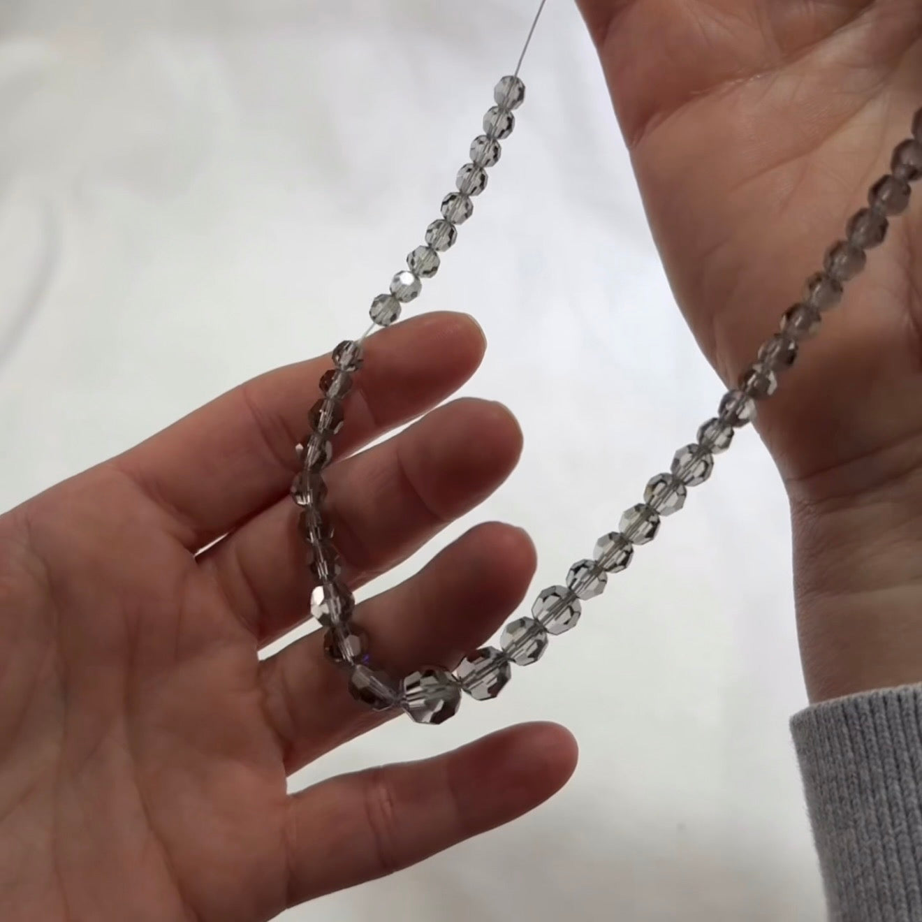 Swarovski Art.# Model 73 - Graduated 4-9mm Black Diamond grey Vintage Round Faceted Crystal Beads, 1 strand SW278