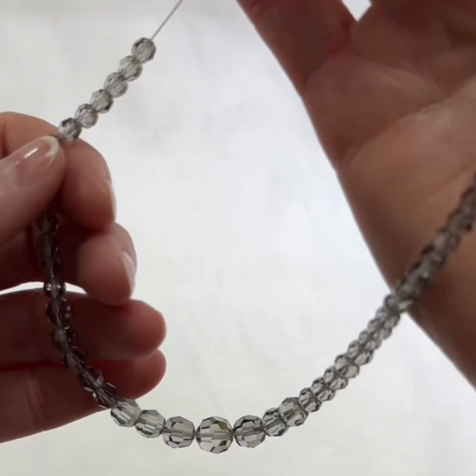 Swarovski Art.# Model 73 - Graduated 4-9mm Black Diamond grey Vintage Round Faceted Crystal Beads, 1 strand SW278