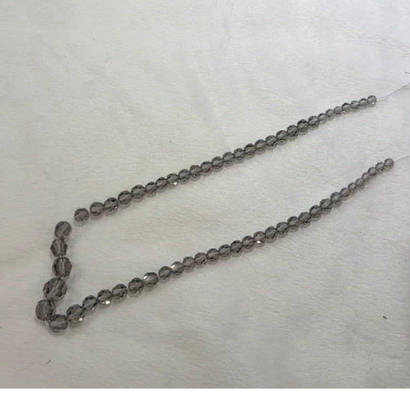 Swarovski Art.# Model 73 - Graduated 4-9mm Black Diamond grey Vintage Round Faceted Crystal Beads, 1 strand SW278