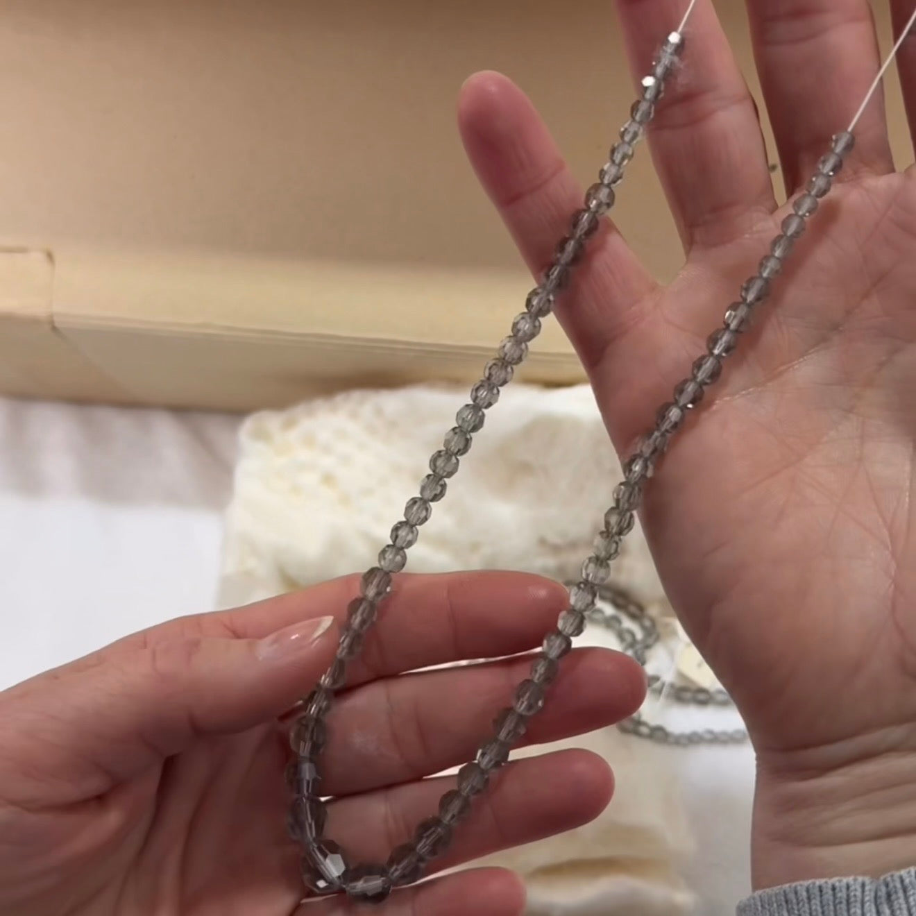 Swarovski Art.# Model 73 - Graduated 4-9mm Black Diamond grey Vintage Round Faceted Crystal Beads, 1 strand SW278