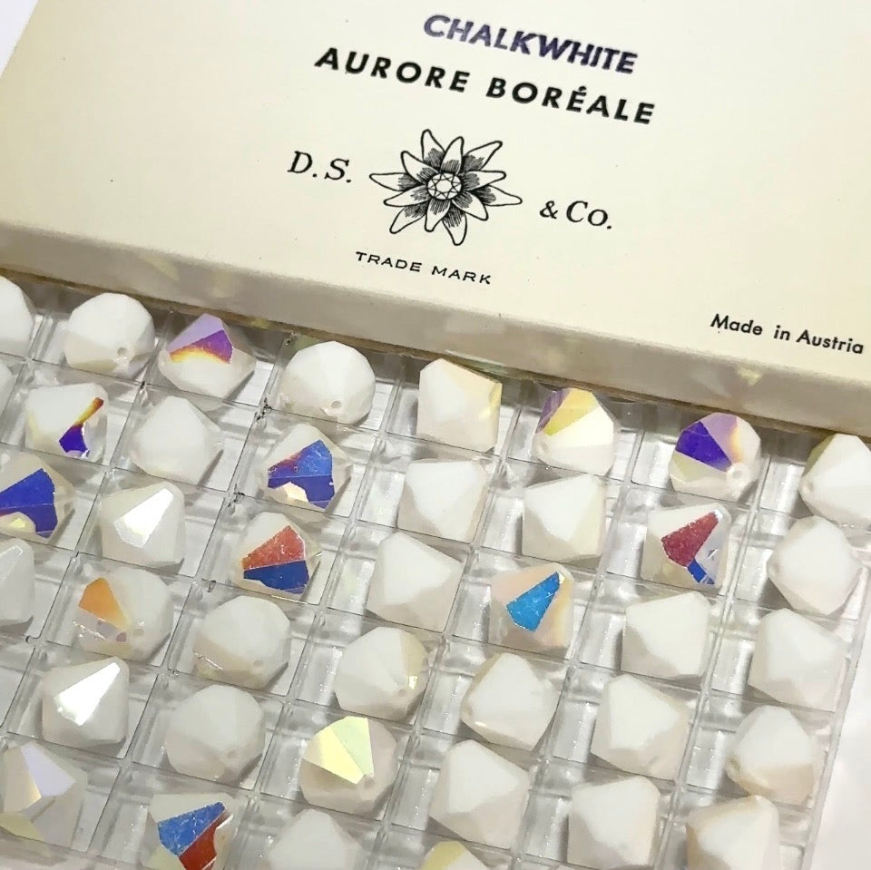 Swarovski Art.# 5301 - 12mm Vintage ChalkWhite AB Bicone Crystal Beads 48pcs SW279