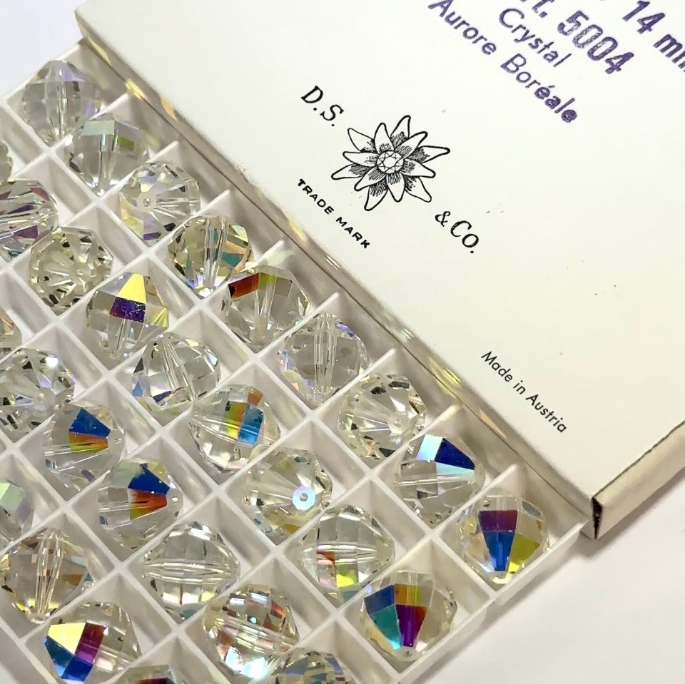 Swarovski Art.# 346-5004 - 14mm Crystal AB 36pcs Vintage Geometric Crystal Beads with Rectangular Facets SW283