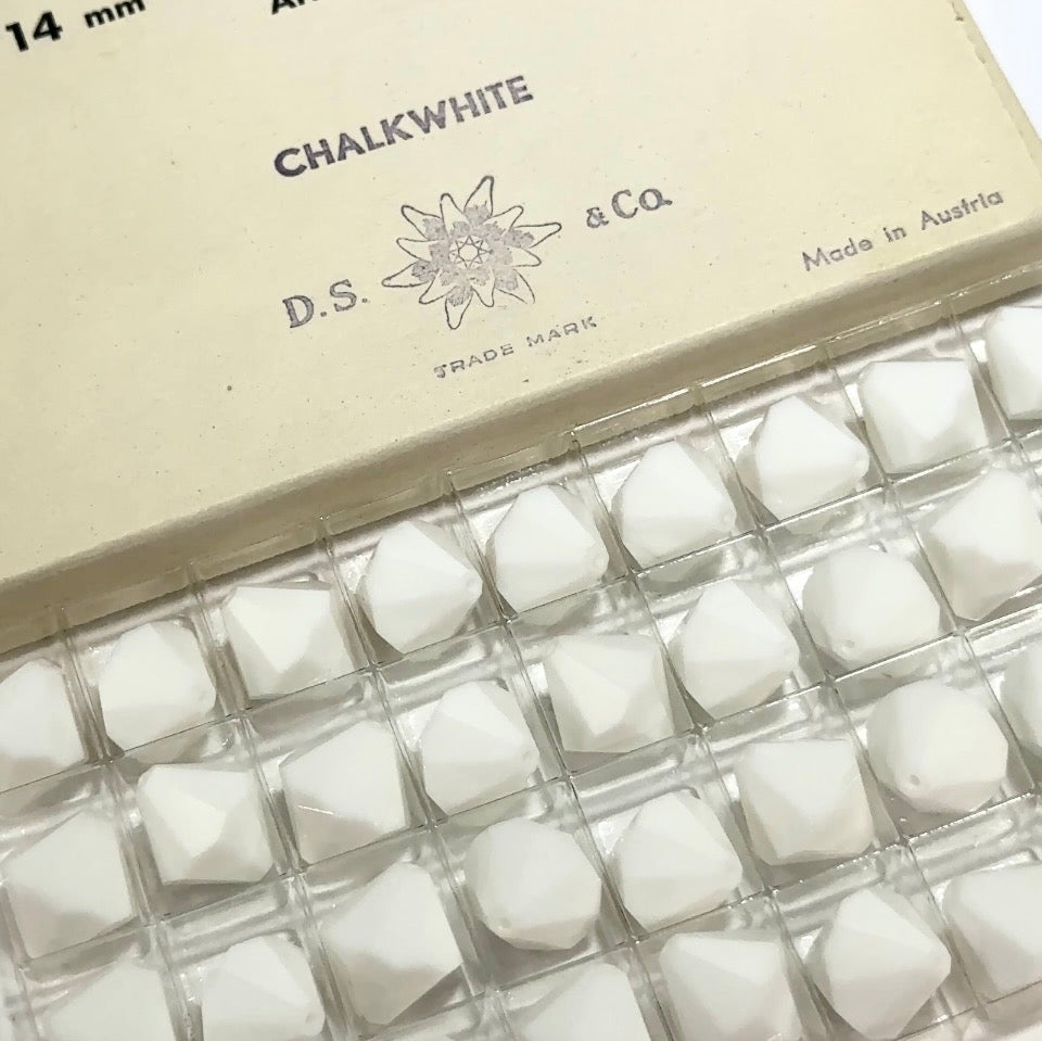 Swarovski Art.# 5301 - 14mm Vintage ChalkWhite Bicone Crystal Beads 36pcs SW286