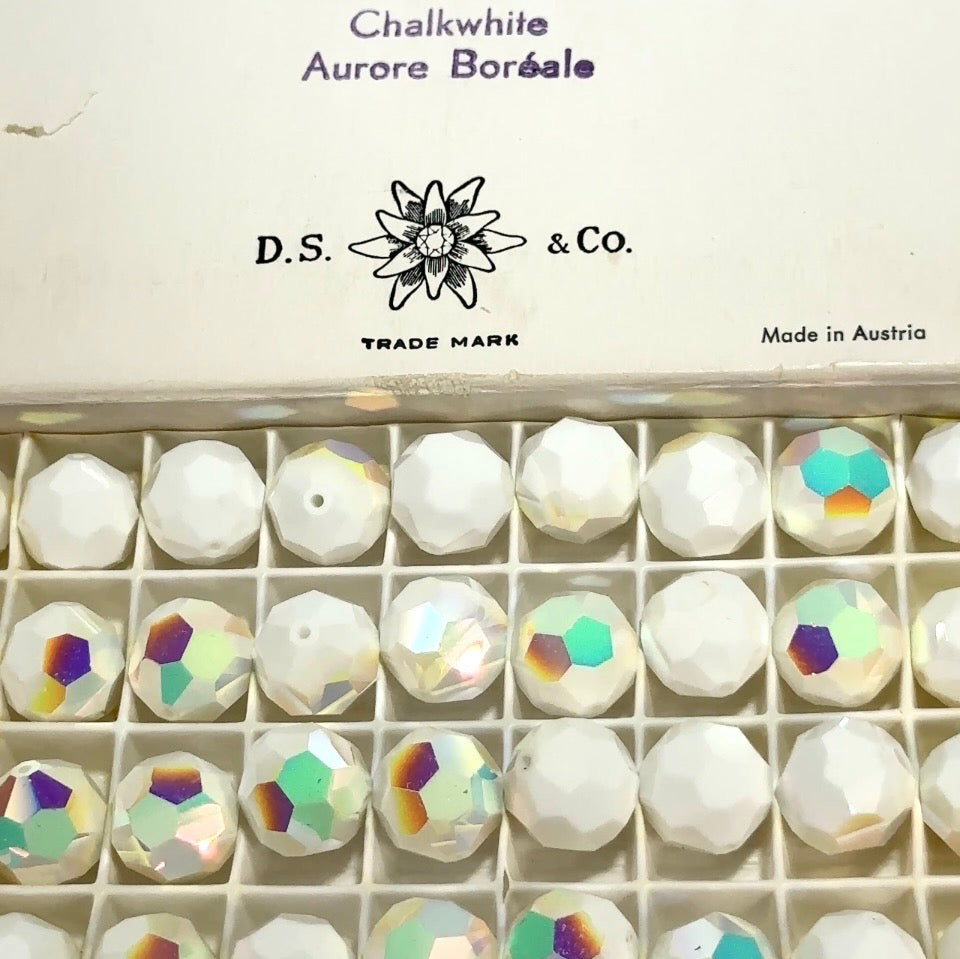 Swarovski Art.# 5000 - 14mm ChalkWhite AB coated Round Crystal Beads 36pcs SW291