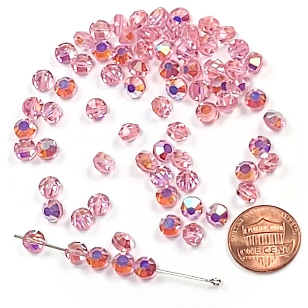 Swarovski Art.# 335 - 6mm Light Rose AB 12pcs Vintage Squished