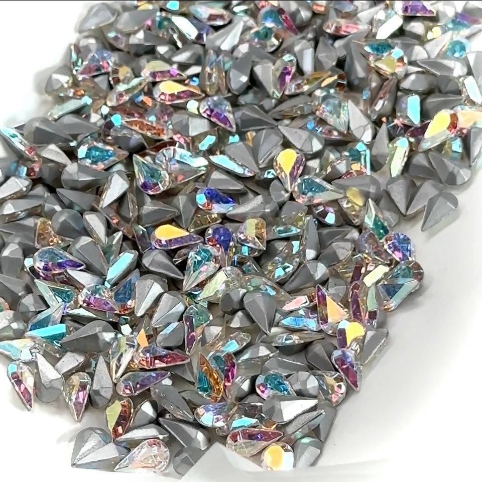 Swarovski Art.# 4300/2 TTC - Crystal AB coated Silver Foiled Table Cut Pearshape Pointed Back Stones in size 10x6mm, 360pcs
