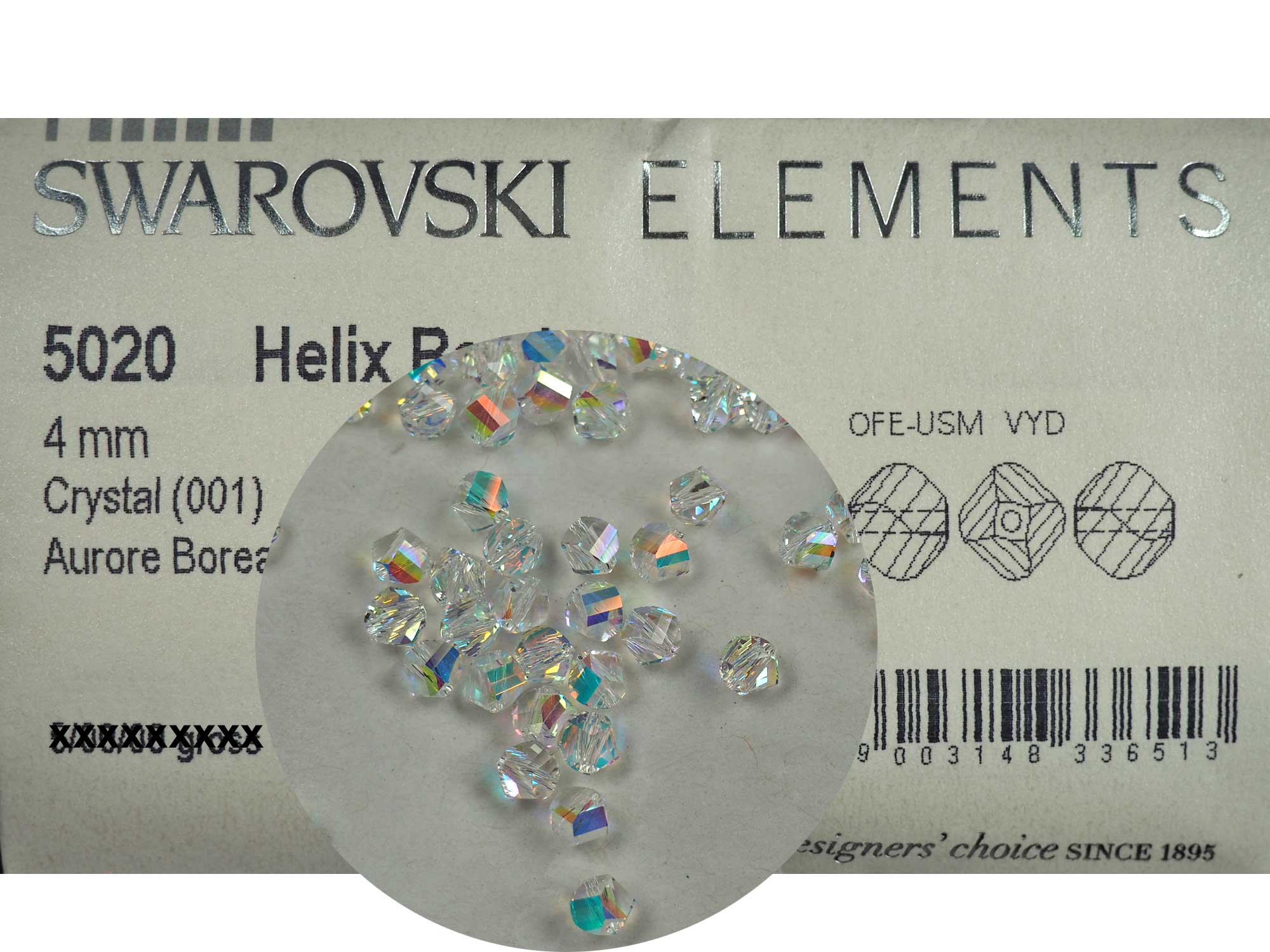 Swarovski Art.# 5020 - 4mm Crystal AB Helix Crystal Beads 36 pcs SW148