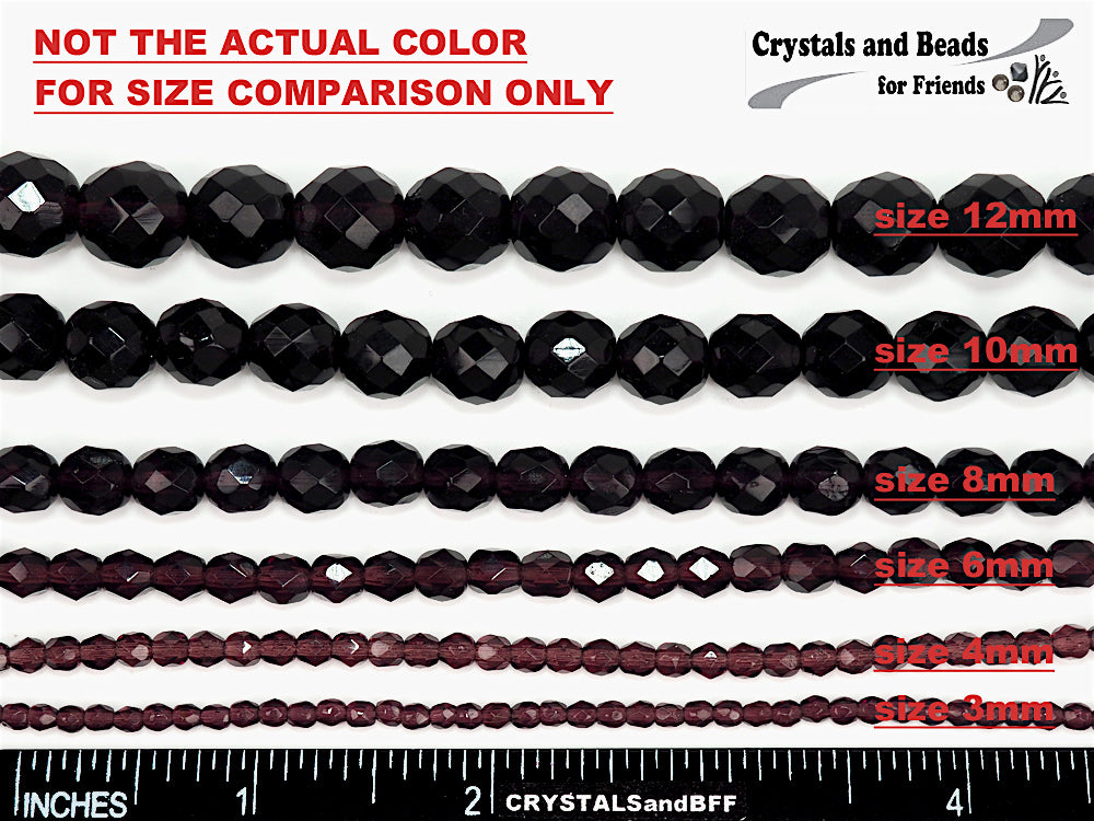 Orchid Purple Coated Czech Fire Polished Round Faceted Glass Beads