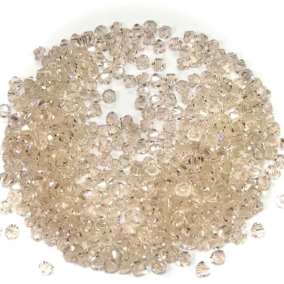 Light Gold Quartz, Czech Glass Beads, Machine Cut Bicones (MC Rondell, Diamond Shape), light golden brown crystals