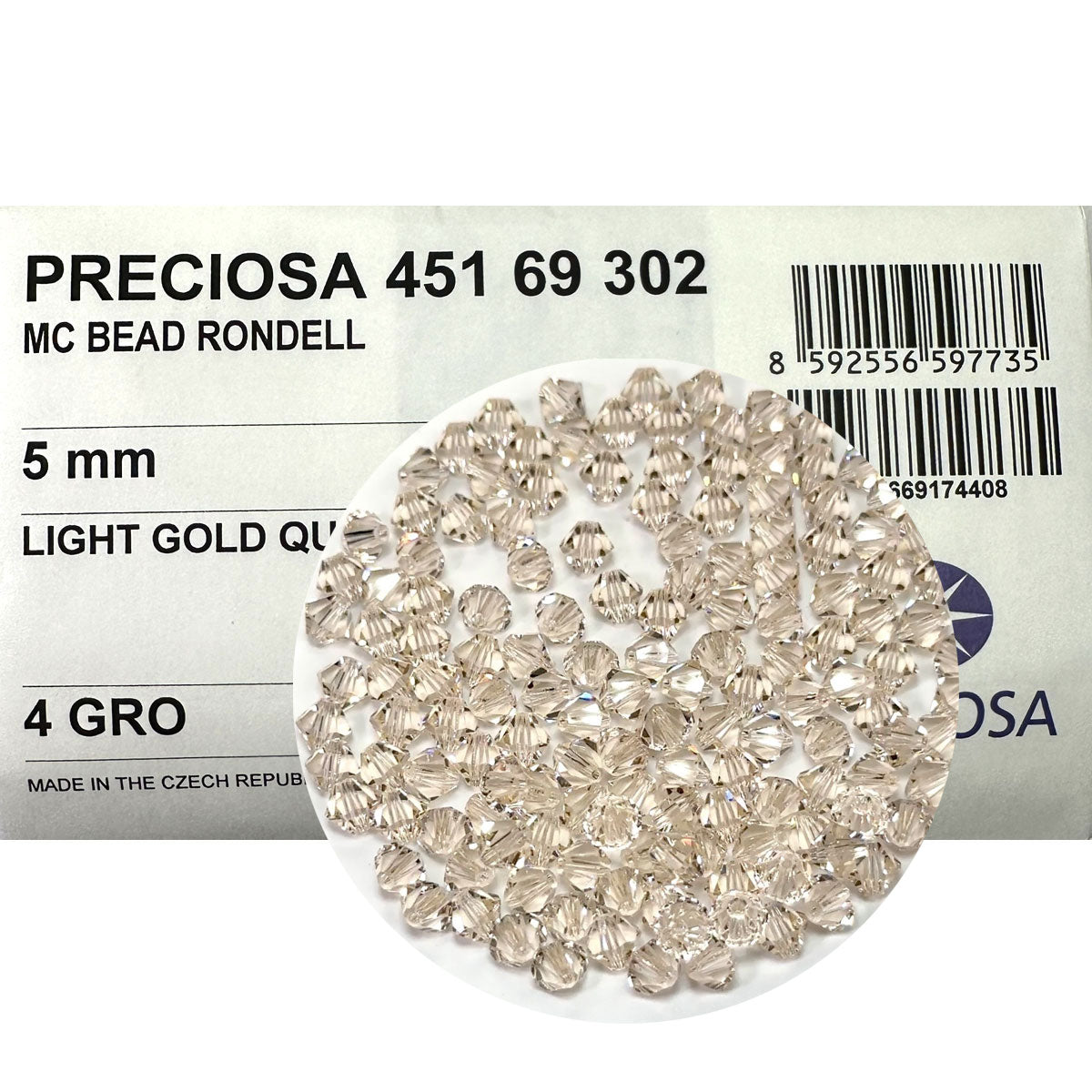 Light Gold Quartz, Czech Glass Beads, Machine Cut Bicones (MC Rondell, Diamond Shape), light golden brown crystals