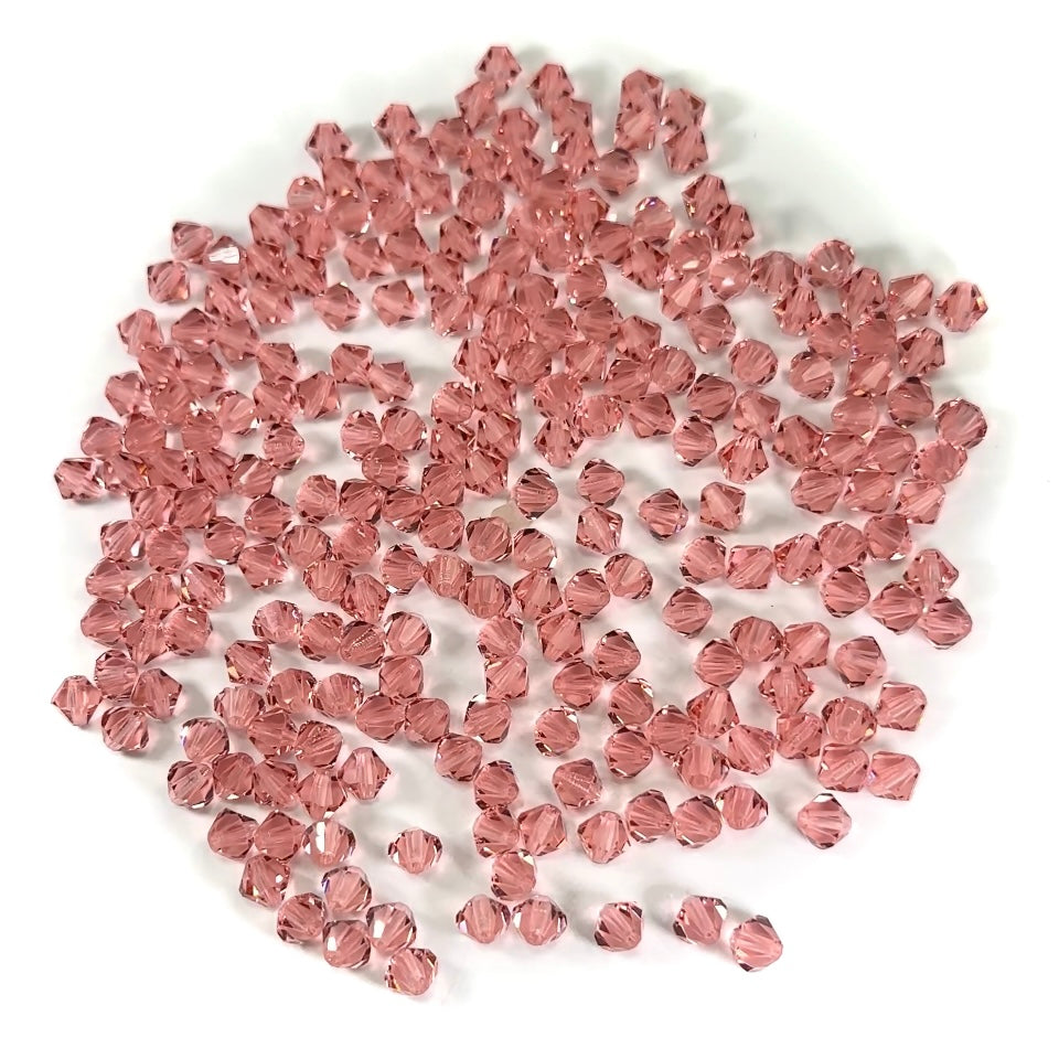 Rose Peach (Preciosa color) Czech Glass Beads Machine Cut Bicones (MC Rondell Diamond Shape) light padparadscha pale pink crystals 3mm 4mm 6mm