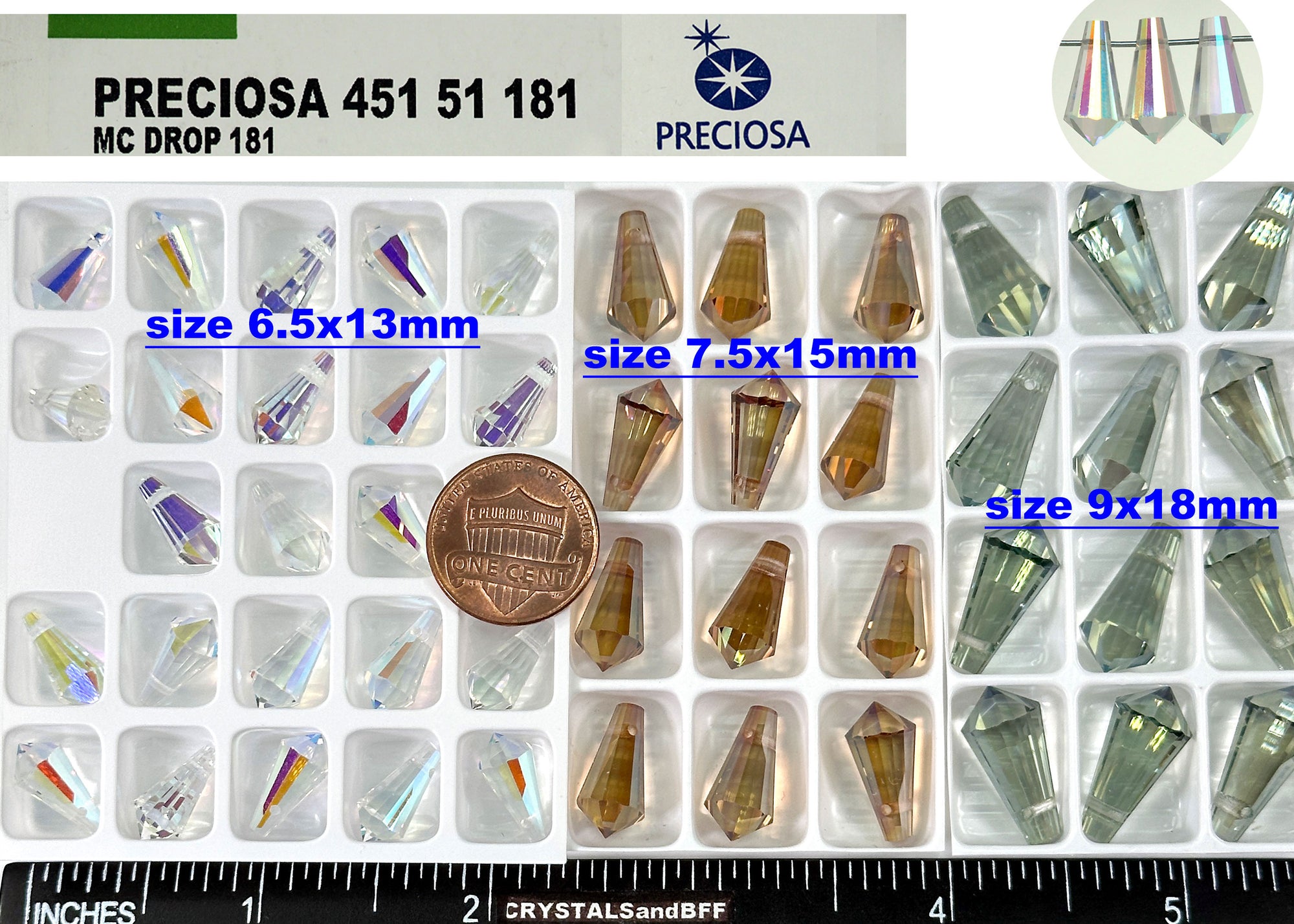Crystal Honey coated Preciosa Genuine Czech Crystals Straight Cut Drop Top Drilled Pendants Art#181 size 7.5x15mm 12pcs