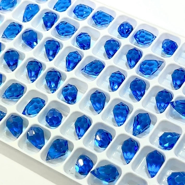 Capri Blue Czech Machine Cut Top Drilled Drop Pendants 6x10mm Art.681