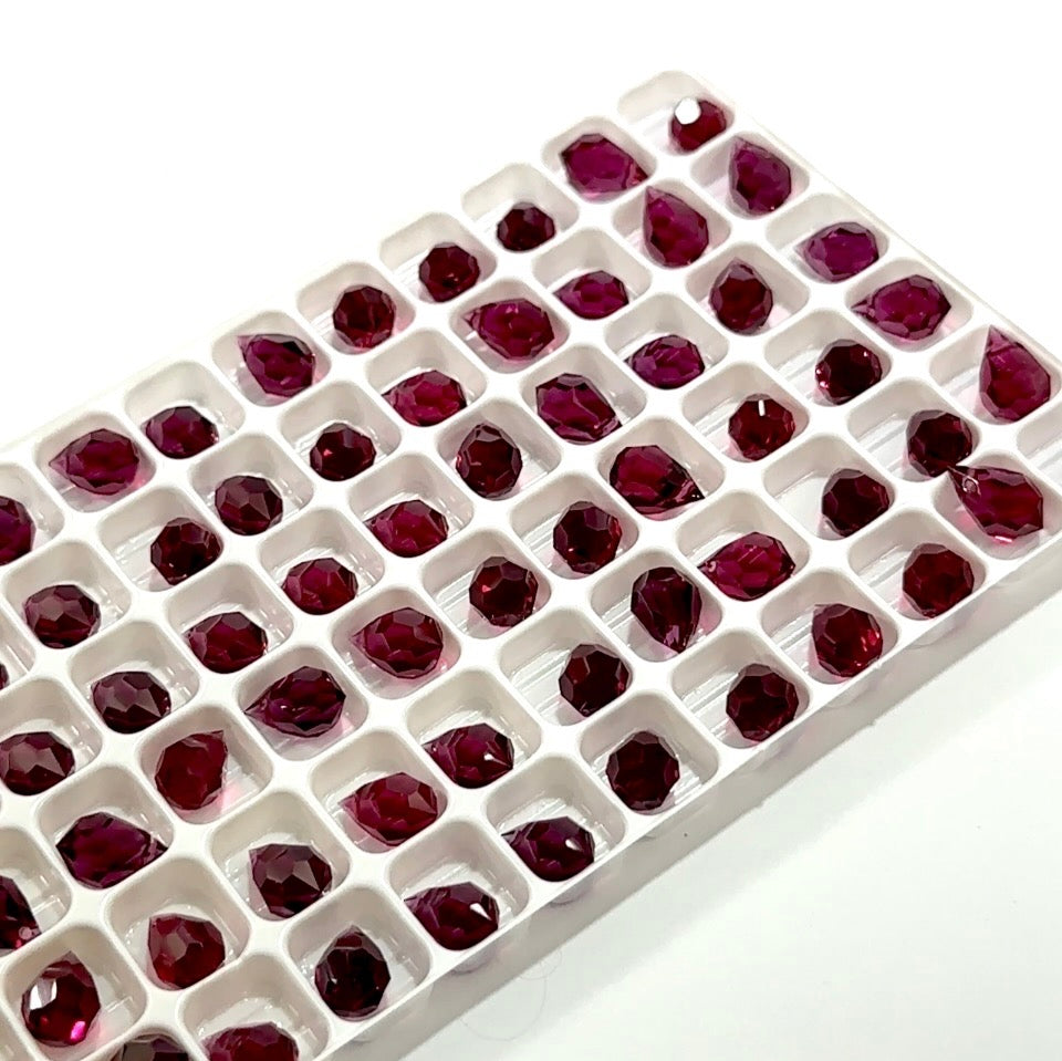 Fuchsia Deep Czech Machine Cut Top Drilled Drop Pendants 6x10mm Art.681