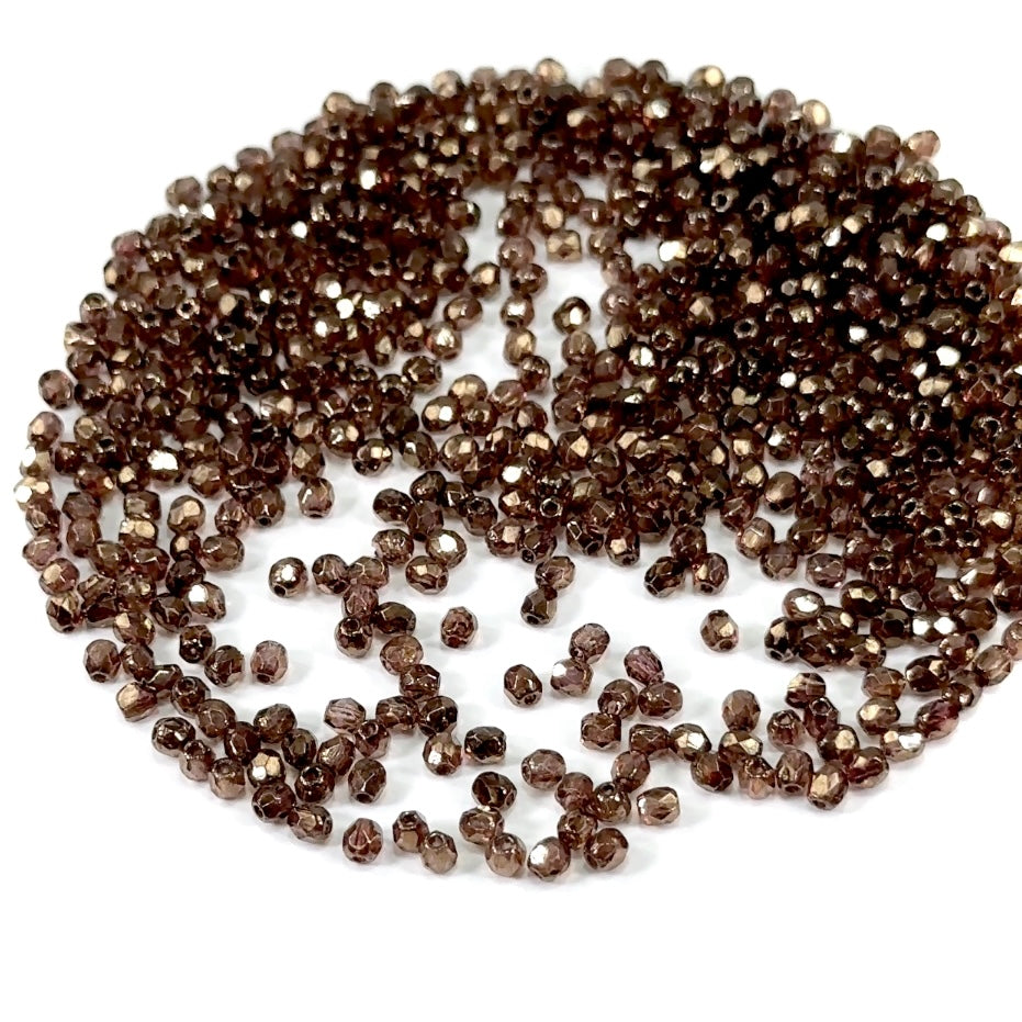 Crystal Senegal Luster coated, loose Czech Fire Polished Round Faceted Glass Beads, size 3mm, 600pcs