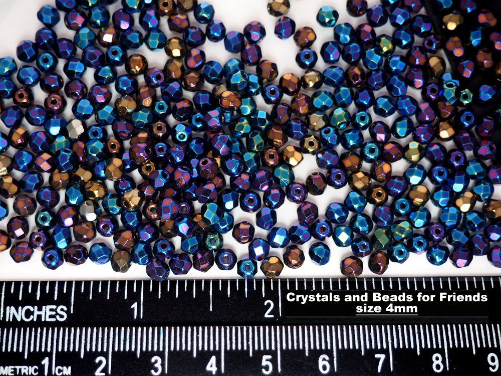 Jet Blue Iris fully coated loose Traditional Czech Fire Polished Round Faceted Glass Beads 4mm 6mm 8mm 14mm