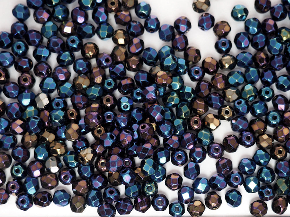 Jet Blue Iris fully coated loose Traditional Czech Fire Polished Round Faceted Glass Beads 4mm 6mm 8mm 10mm 14mm