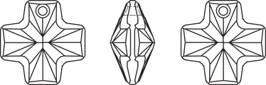 Swarovski Art.# 6866 - Jet black, top drilled chunky Cross Pendants in size 20mm, 4 pcs