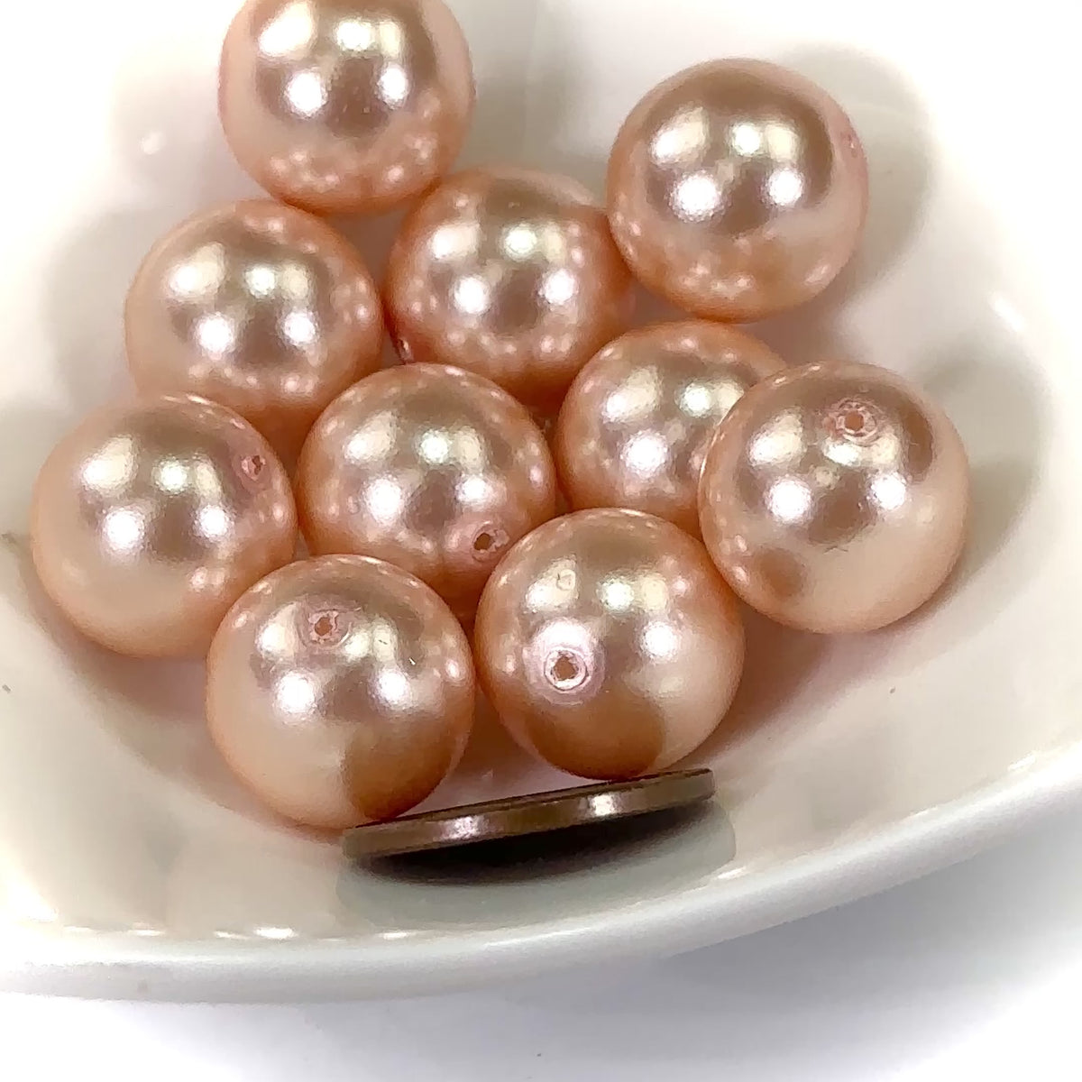 Czech Round Glass Imitation Pearls Pink Pearl color 14mm 10 pieces CL4 -  Crystals and Beads for Friends