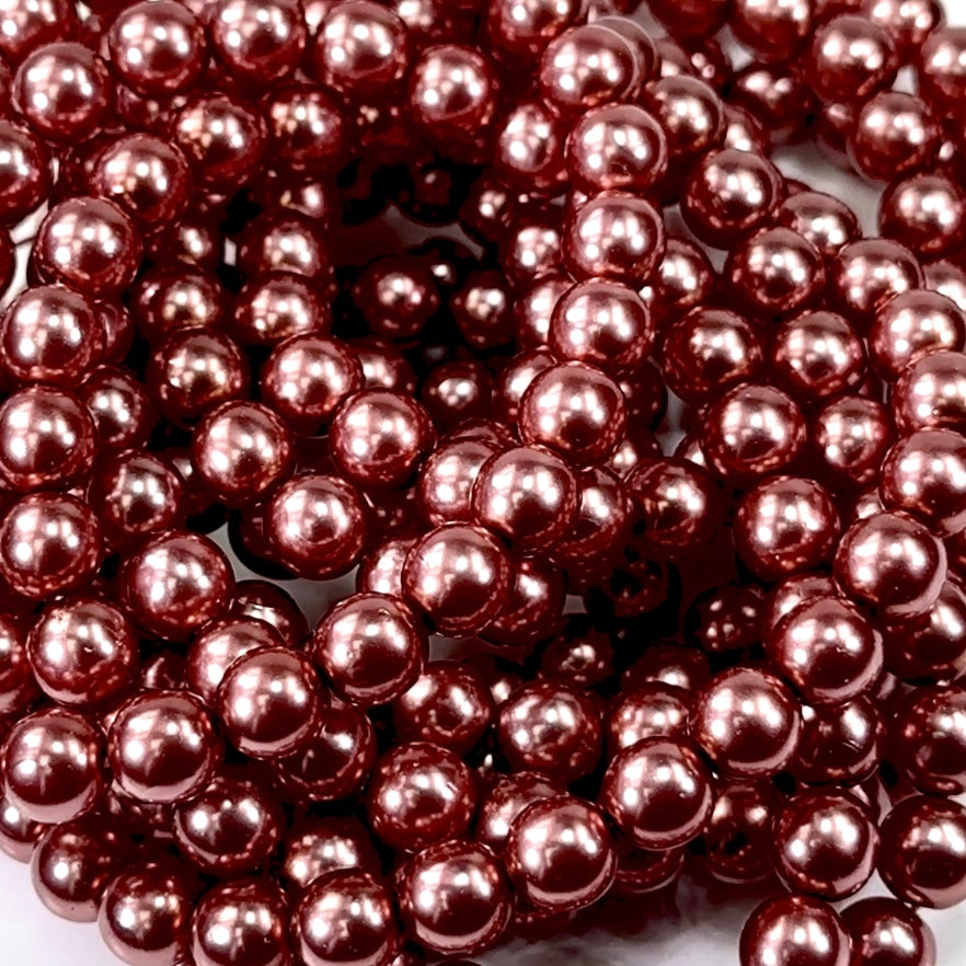 Czech Round Glass Imitation Pearls Capri Pink Nacre Pearl color 2mm 3mm 4mm 6mm 8mm