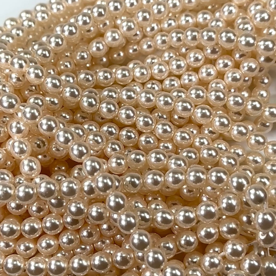 Czech Round Glass Imitation Pearls CreamRose Cream Pearl color 2mm 3mm 4mm 6mm 8mm