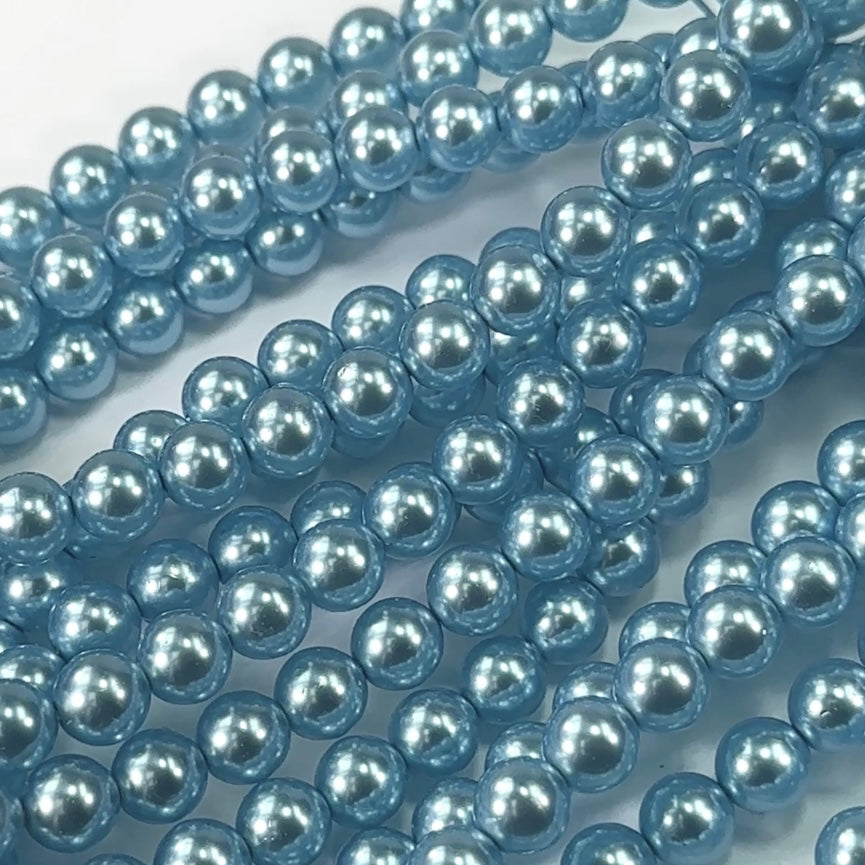 Czech Round Glass Imitation Pearls Light Blue Pearl color 4mm 8mm -  Crystals and Beads for Friends