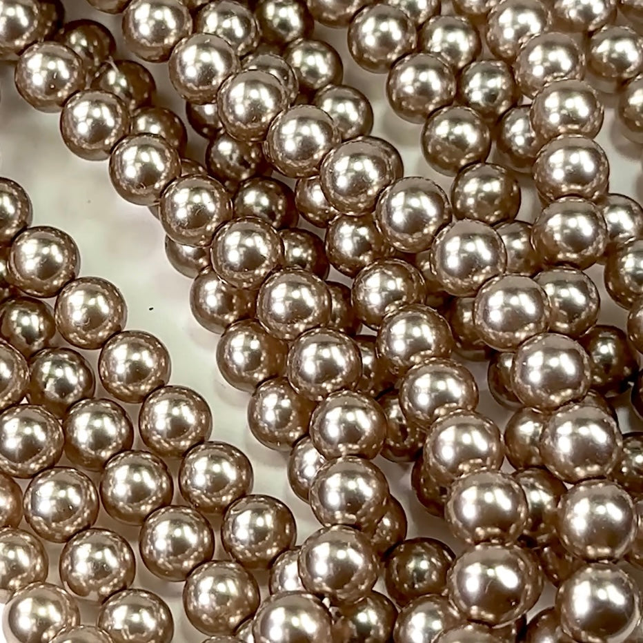 Czech Round Glass Imitation Pearls Light Brown Pearl color 2mm 3mm 4mm -  Crystals and Beads for Friends